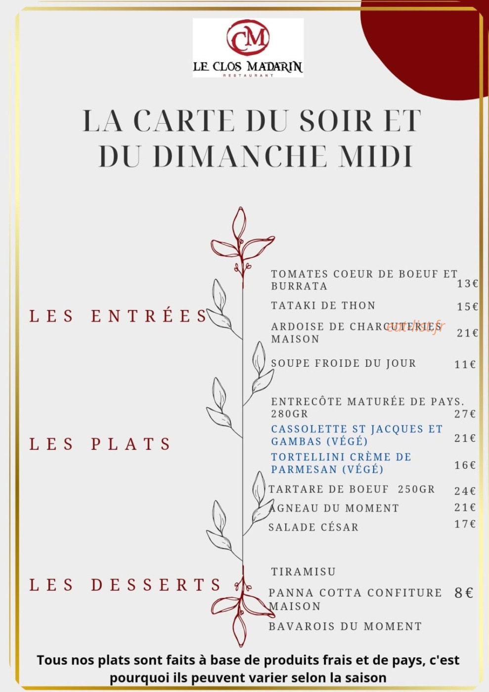 Le Clos Madarin — carte page 1