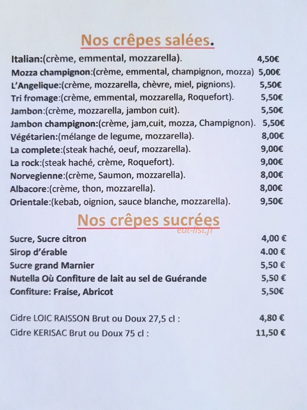 La Chaumière — carte page 2