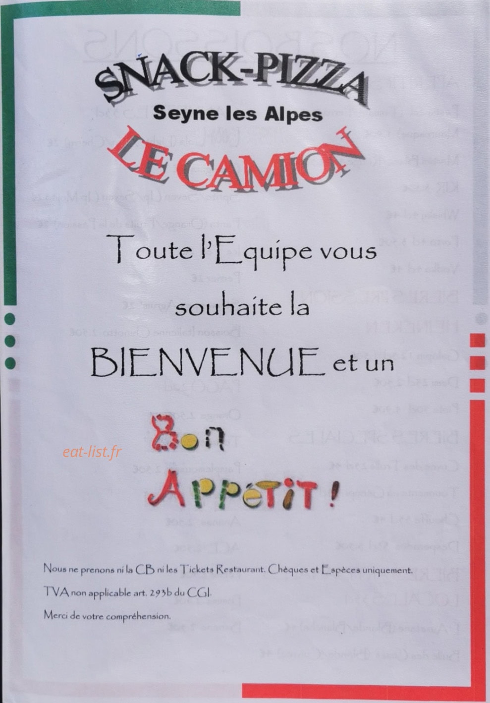 Le Camion — carte page 1
