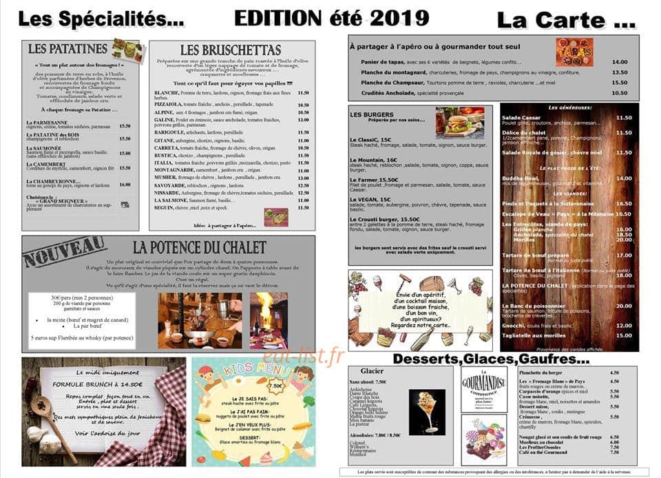 Le Chalet — carte page 1