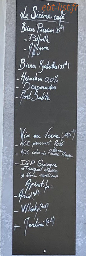 Le Séréna Café — carte page 2