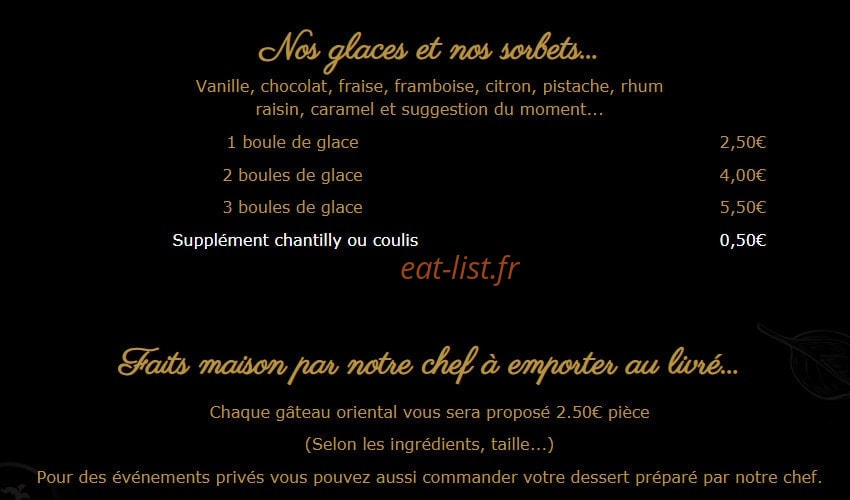 Carte et menu de Chez Jimmy's family à Chateau Arnoux Saint Auban — Les glaces et sorbets