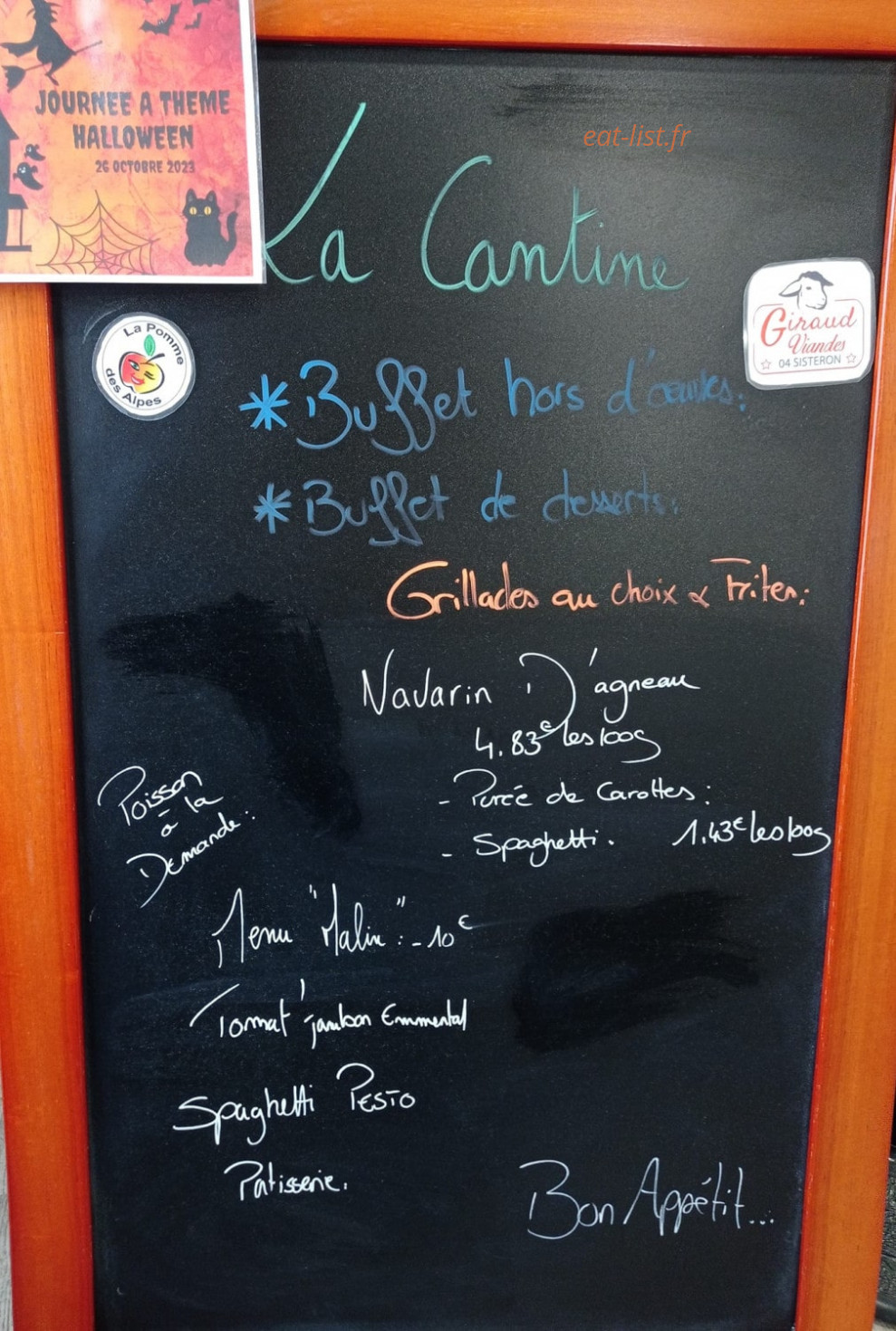 La Cantine Saint Auban — carte page 1