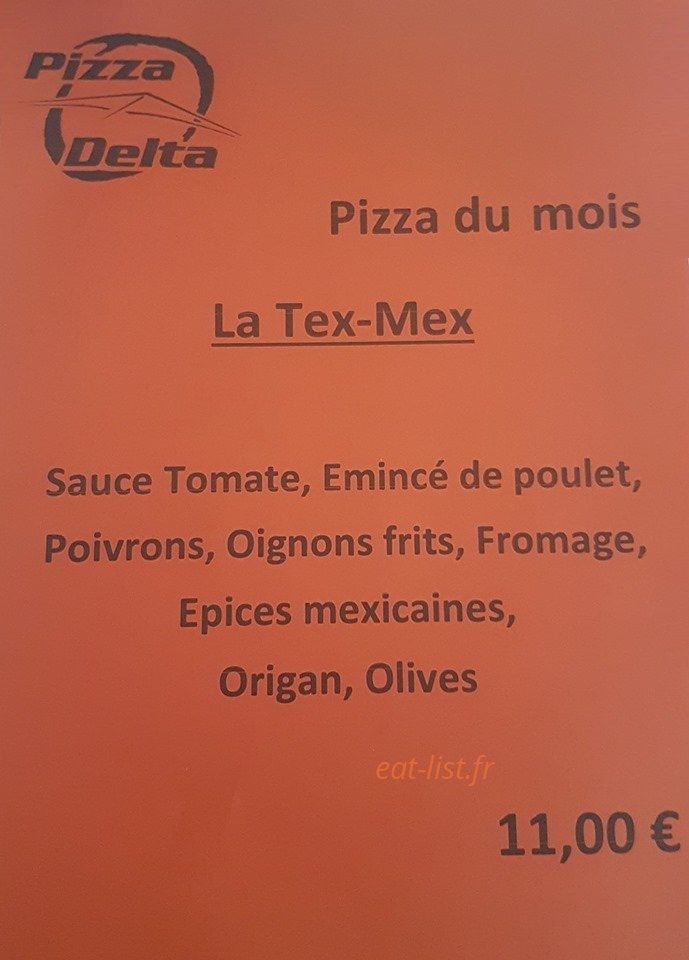 Pizza O'Delta — carte page 1