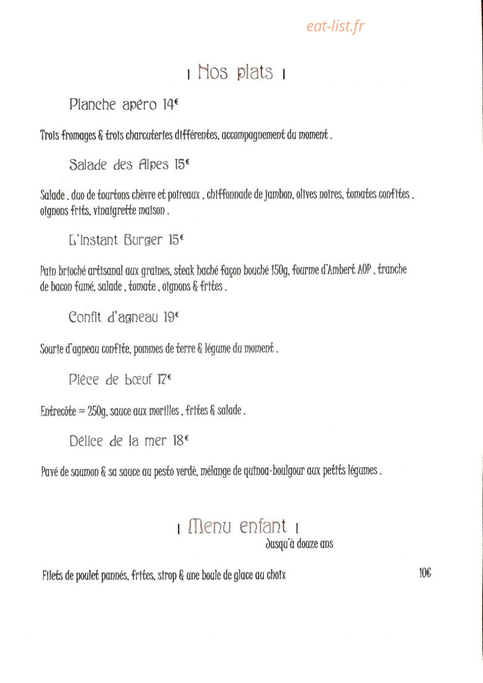 Café de la Vallée — carte page 1