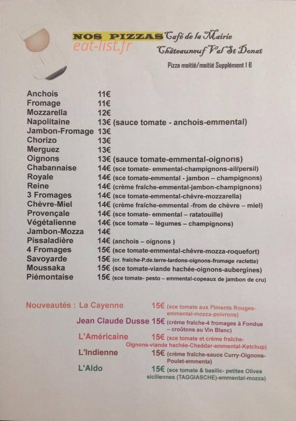 Brasserie du Midi — carte page 1
