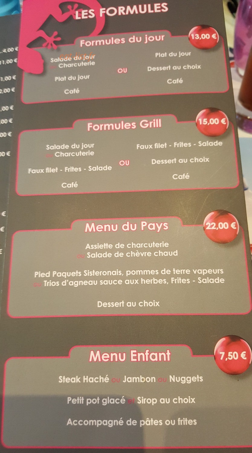 Brasserie des Arcades — carte page 1