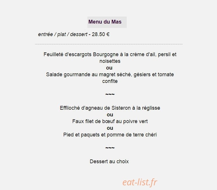 Le Mas des Saveurs — carte page 3