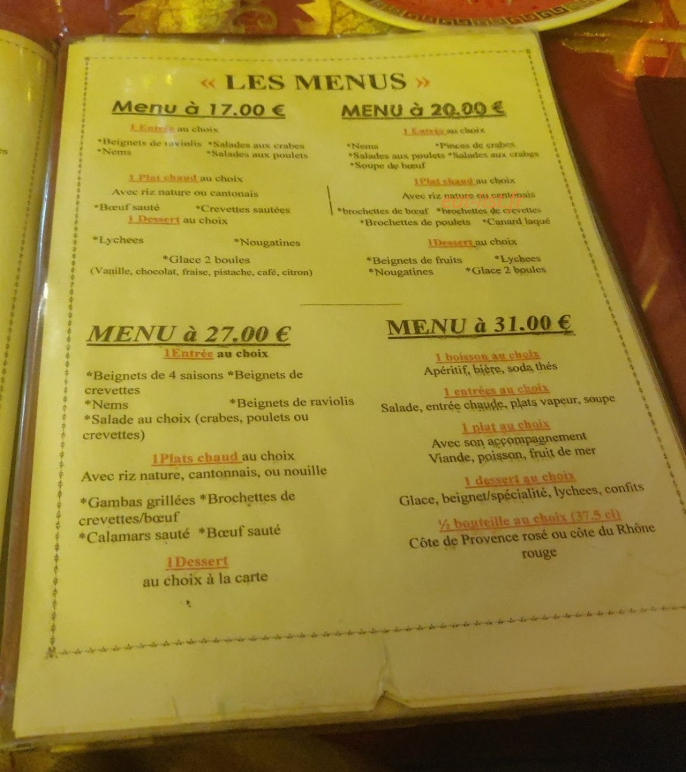 Restaurant Hong Phuoc — carte page 2