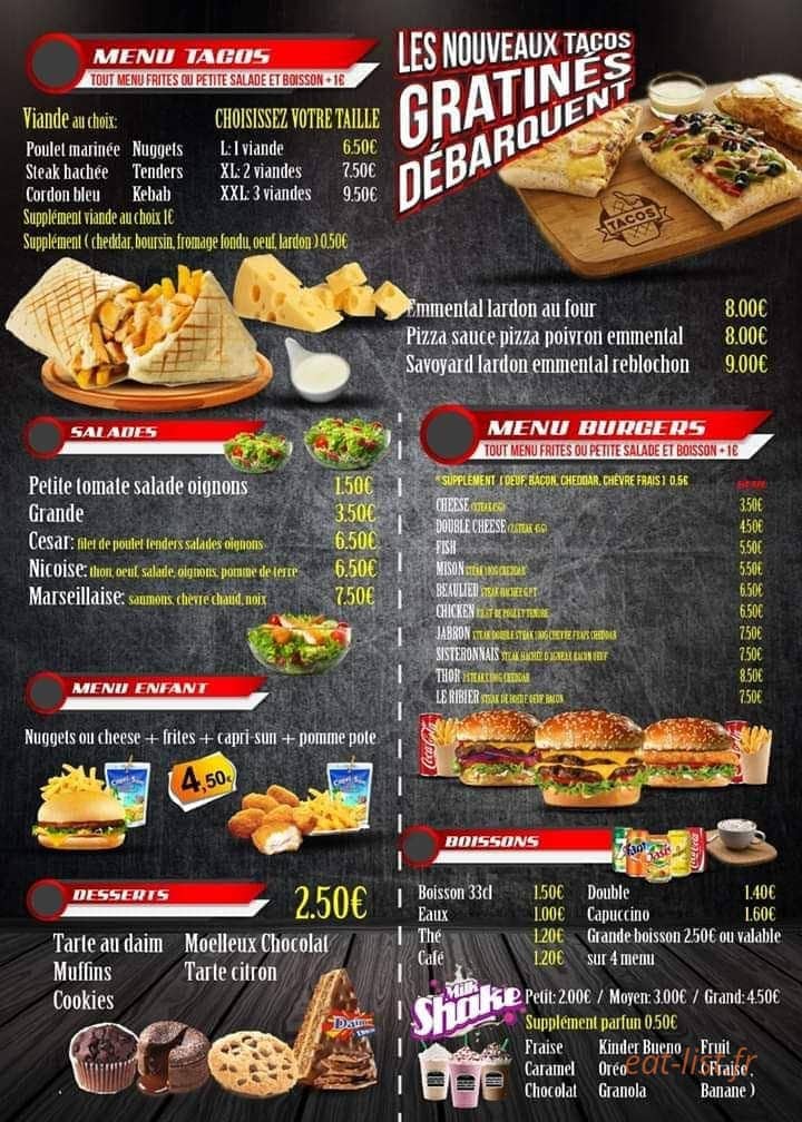Tacos Burger — carte page 1