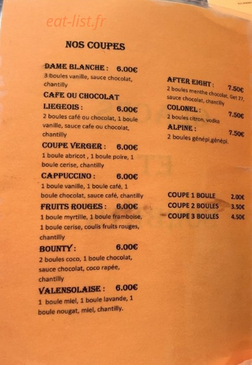 Café Oriental — carte page 1