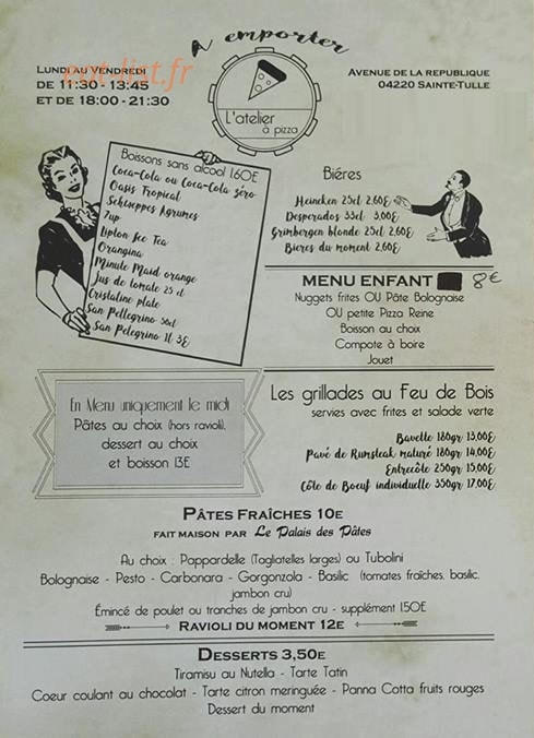 L'atelier à pizza — carte page 2