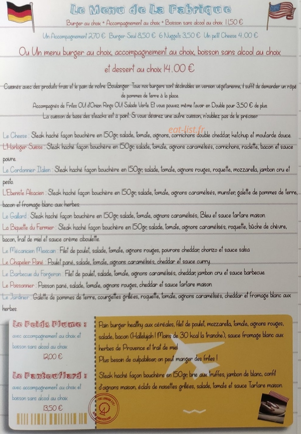 La Fabrique à Burgers — carte page 1