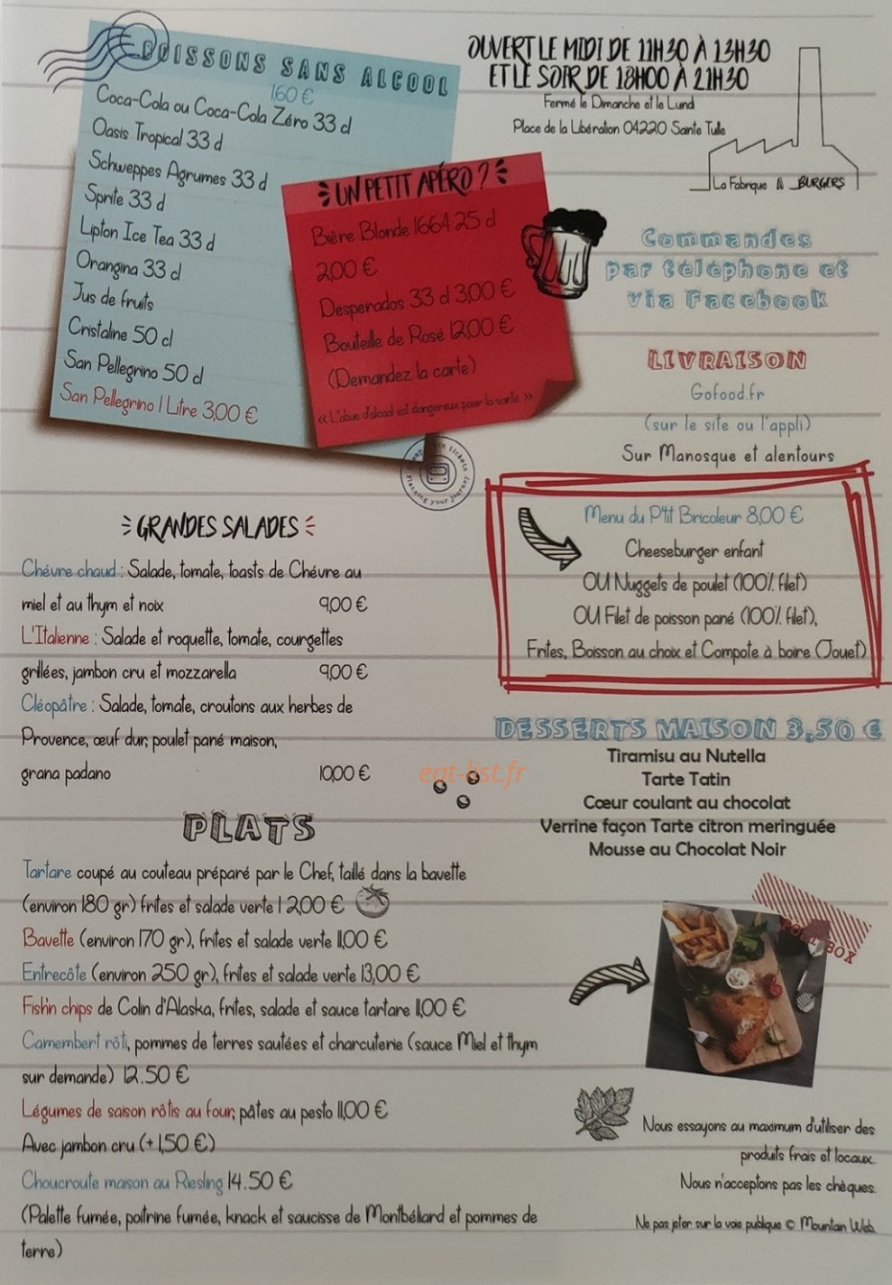 La Fabrique à Burgers — carte page 2