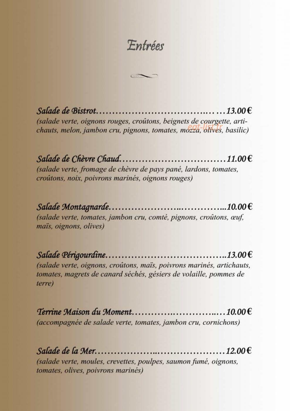 Bistrot des Alpes — carte page 2