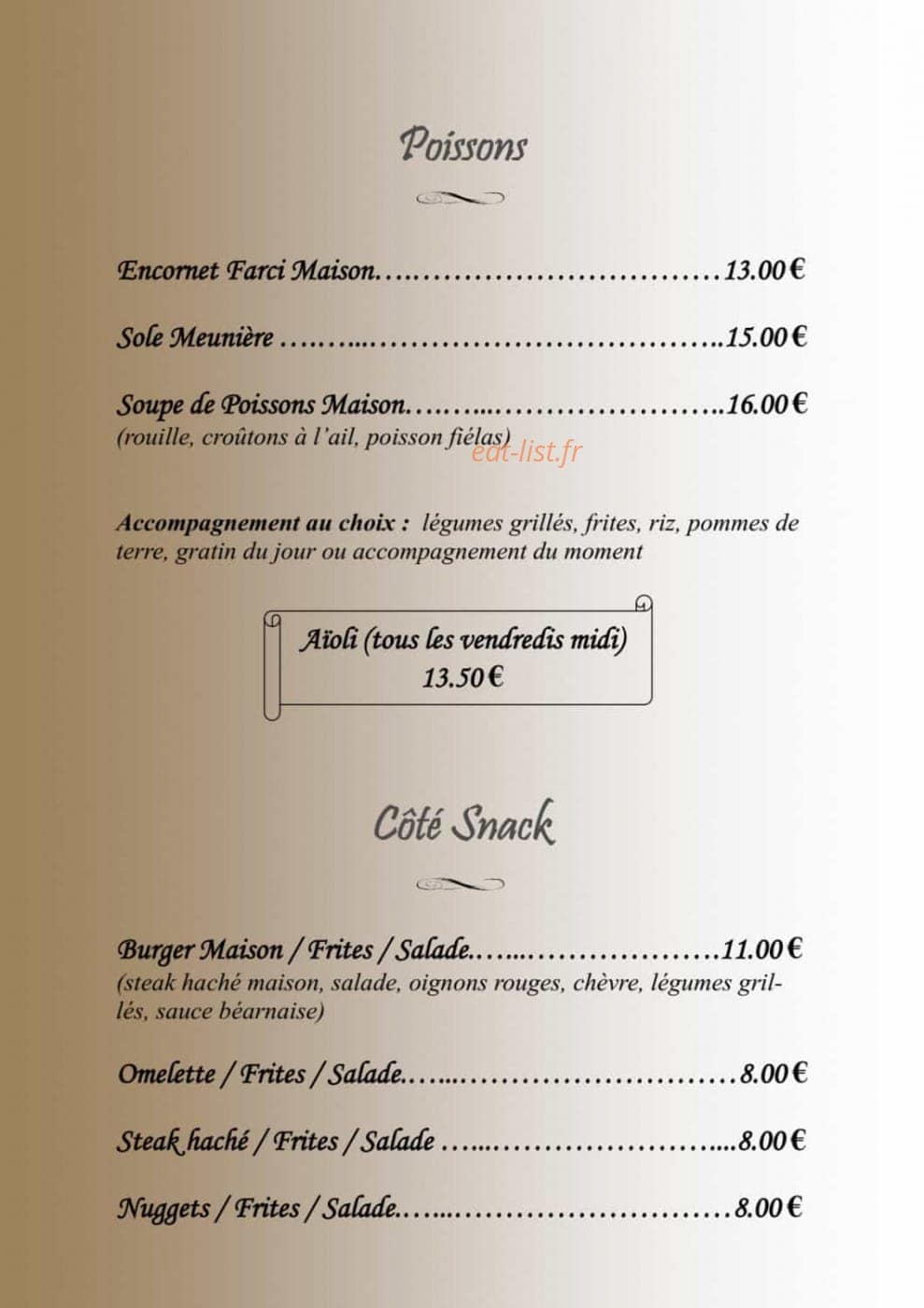 Bistrot des Alpes — carte page 4