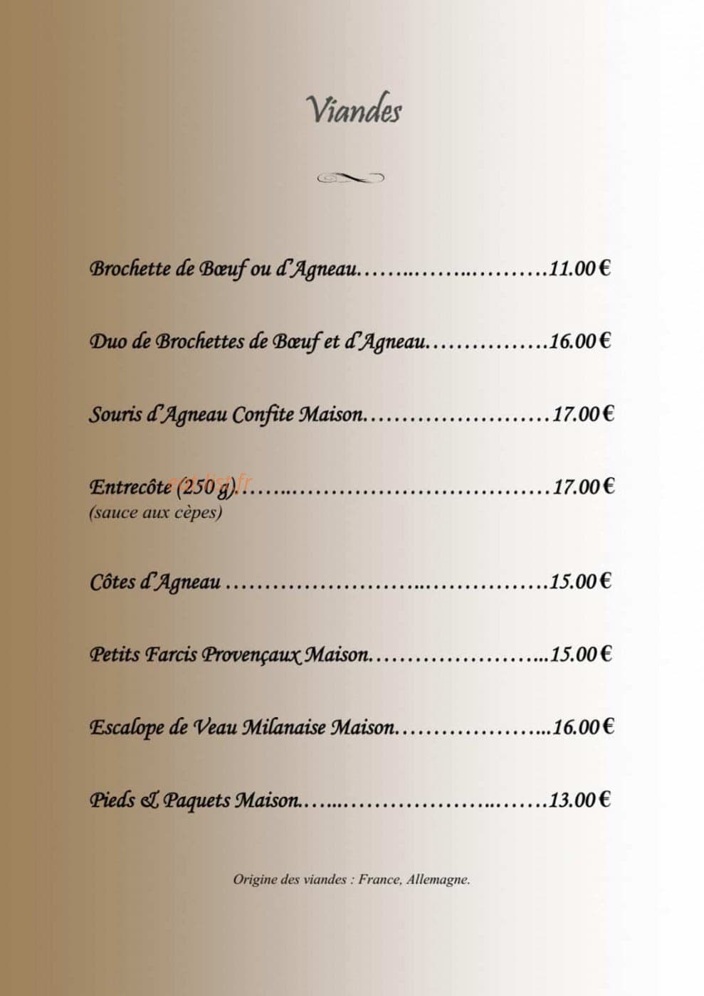 Bistrot des Alpes — carte page 3