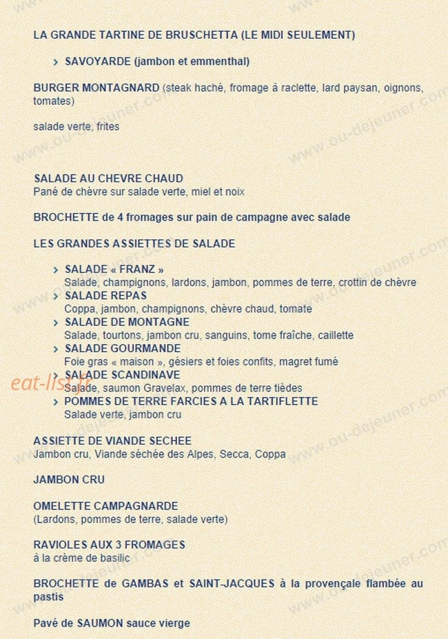 Chez Franz — carte page 3