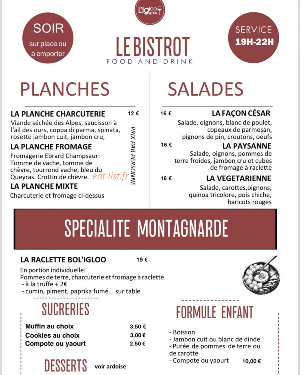 L'Igloo et Bistrot l'Igloo-Glou — carte page 2