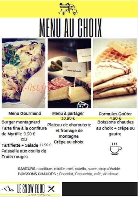 Le Snow Food — carte page 1