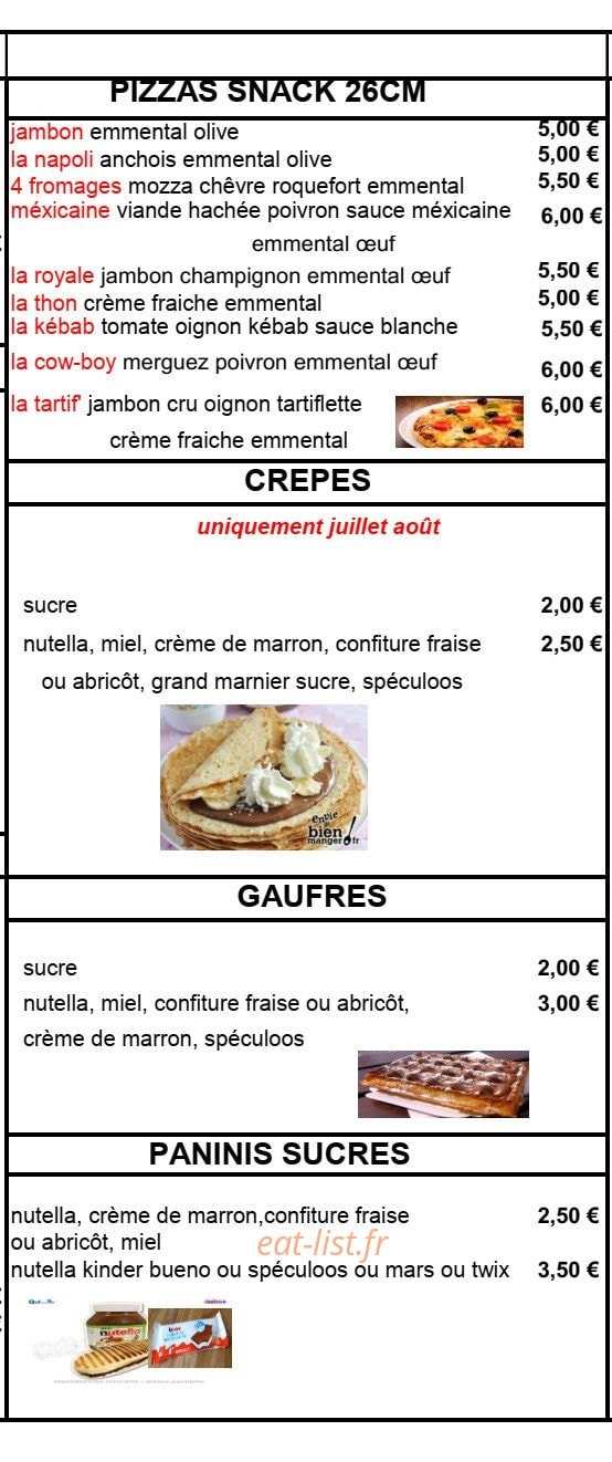 Le ptit creux — carte page 5