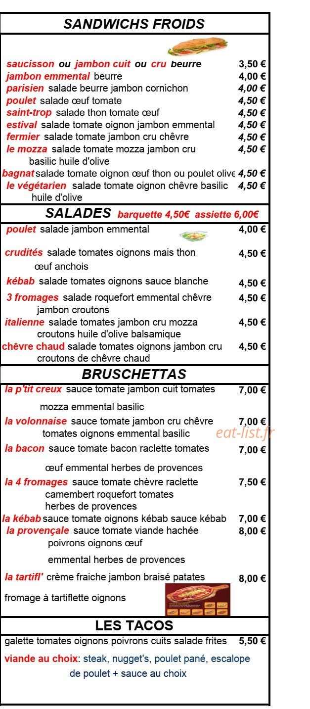 Le ptit creux — carte page 3