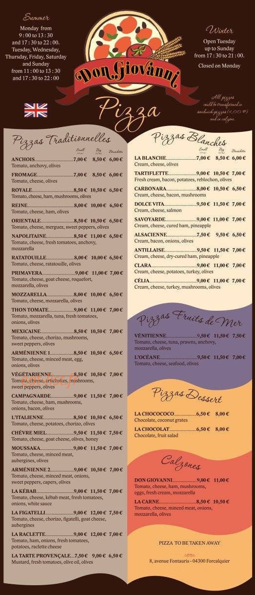 Chez Don Giovanni — carte page 1