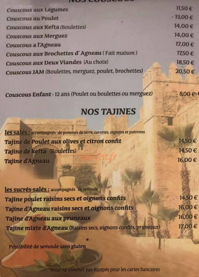 Le Jam les délices de biladi — carte page 1