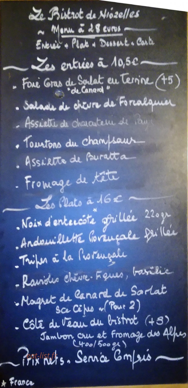 Bistrot de Pays — carte page 1