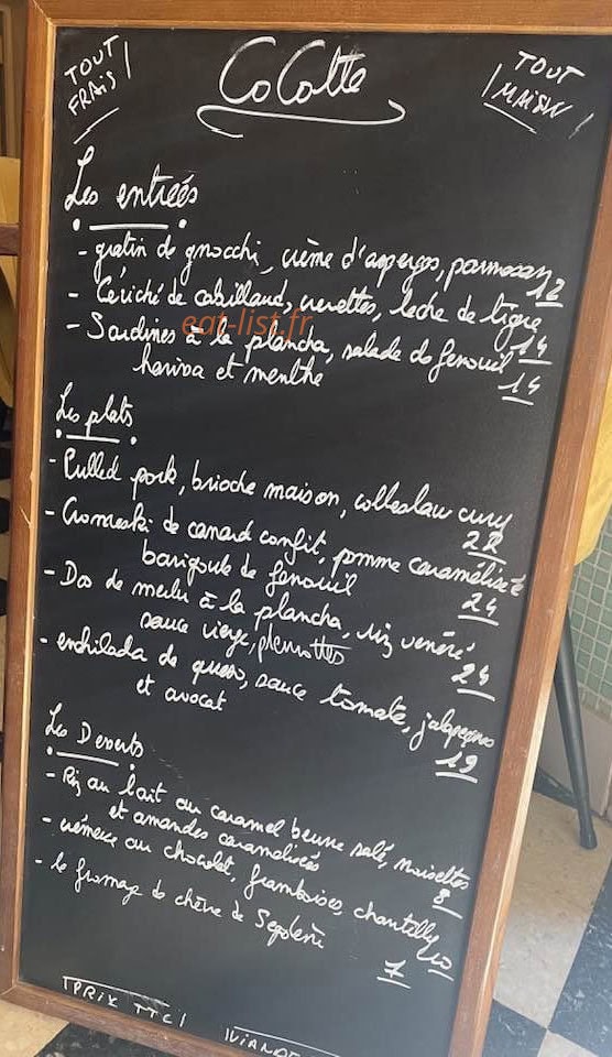 Cocotte — carte page 1