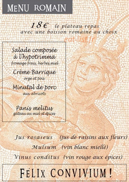 La Cuisine Antique — carte page 1