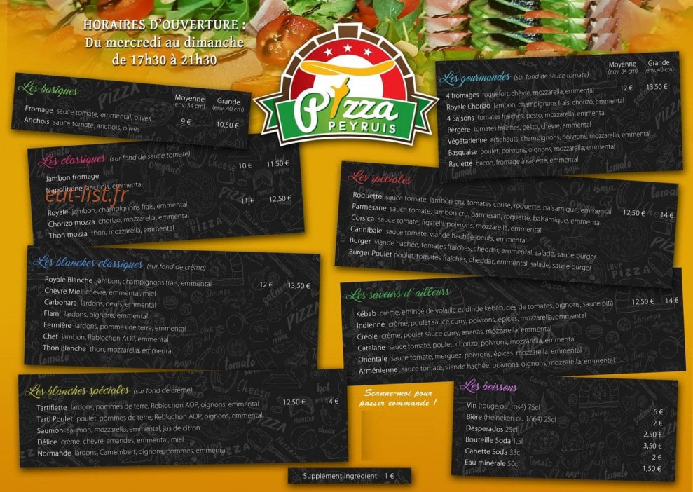 Pizza peyruis — carte page 1