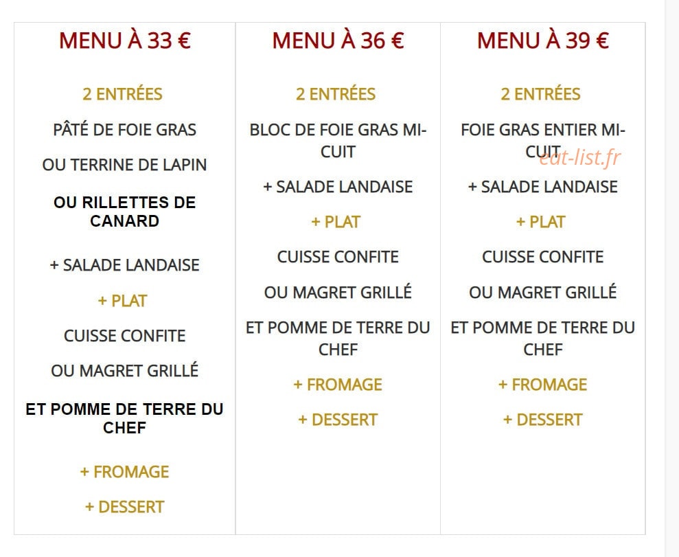 auberge du Domaine d'Aiguines — carte page 1