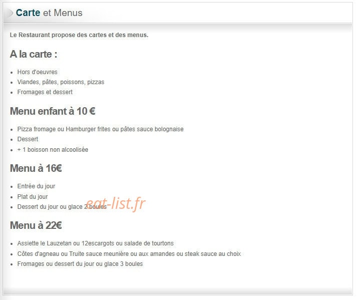 Le Relais du Lac — carte page 1