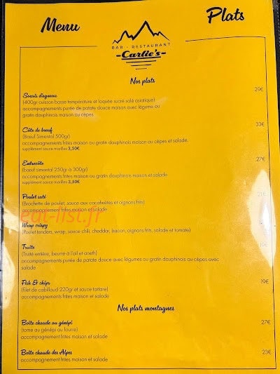 Carlie's — carte page 1
