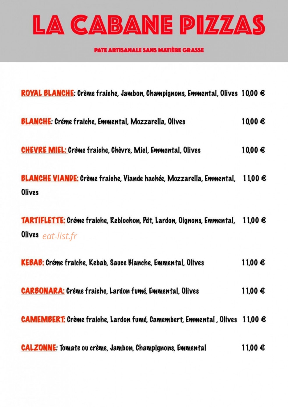 La cabane à pizza — carte page 2