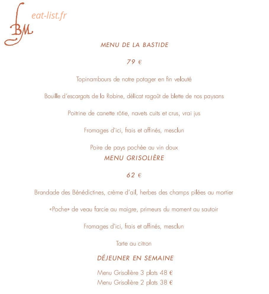 La Bastide de Moustiers — carte page 1