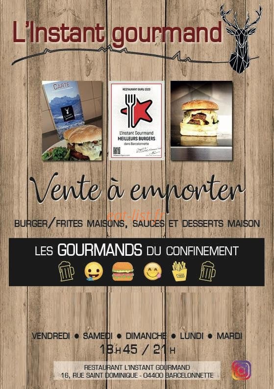 L'Instant Gourmand — carte page 1