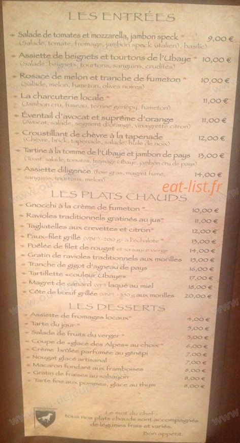 Restaurant le cheval blanc — carte page 1