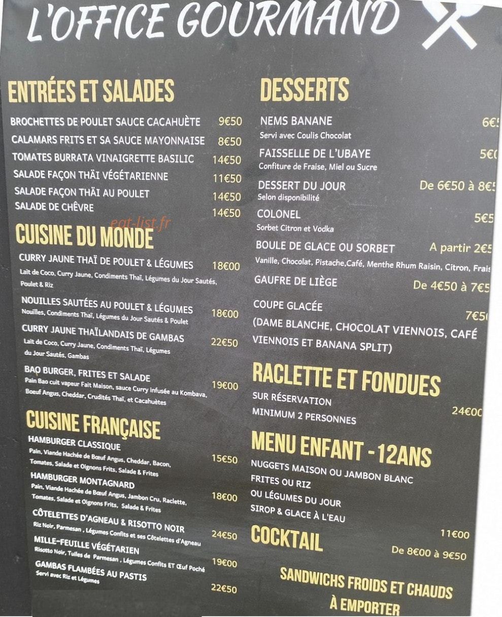 L'office Gourmand — carte page 1
