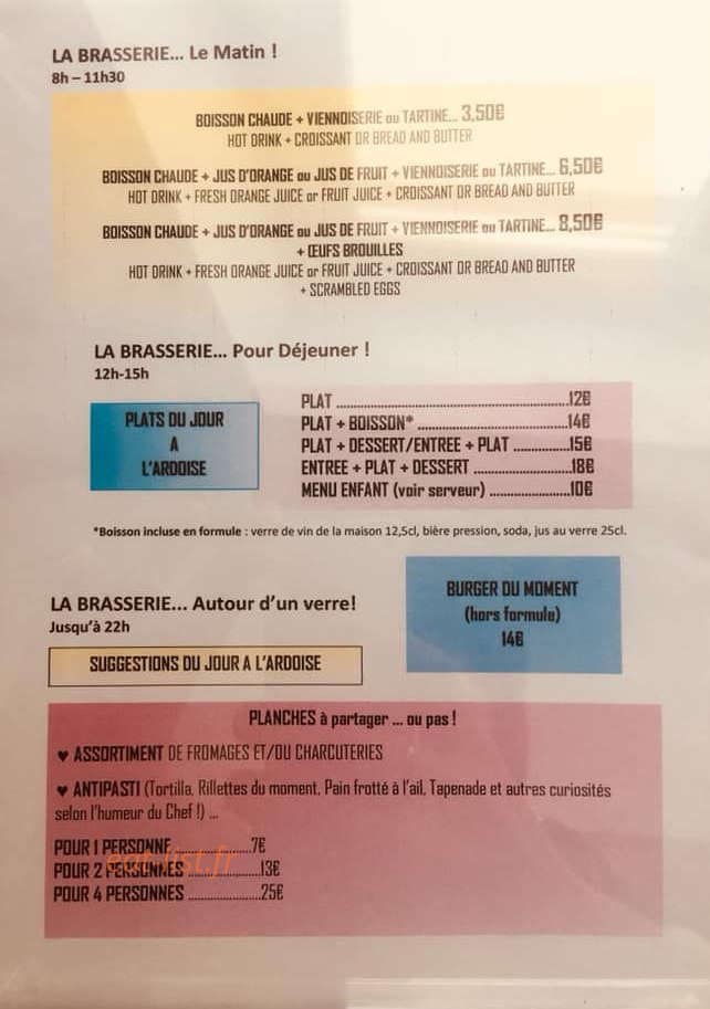 La Brasserie Quinson — carte page 1