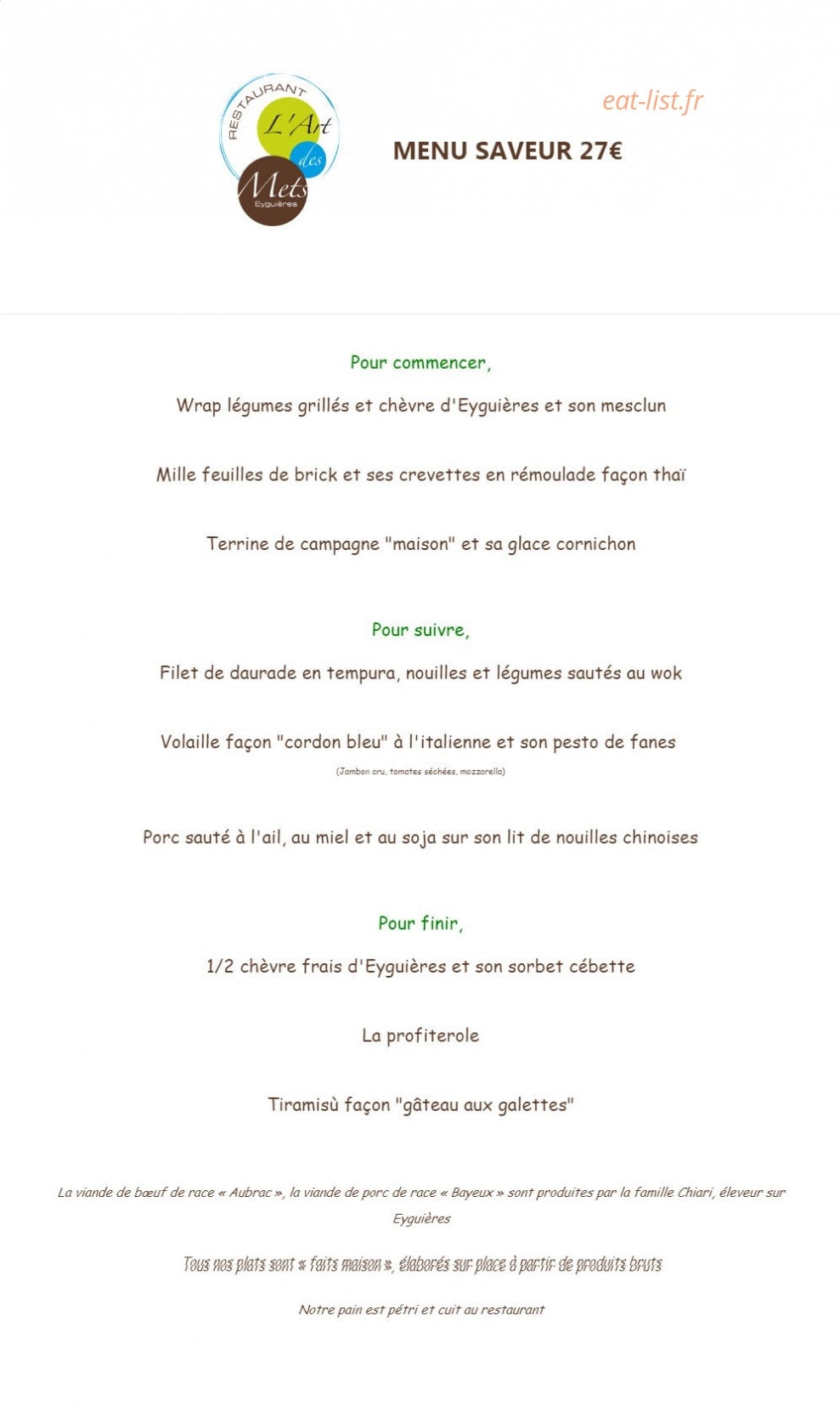 L'art Des Mets — carte page 1