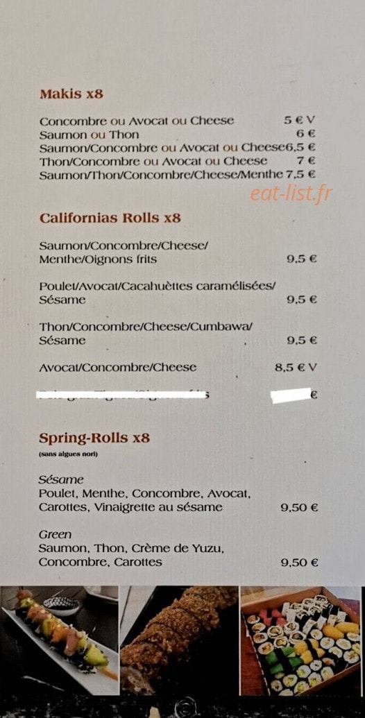 Le Local à Sushis — carte page 2