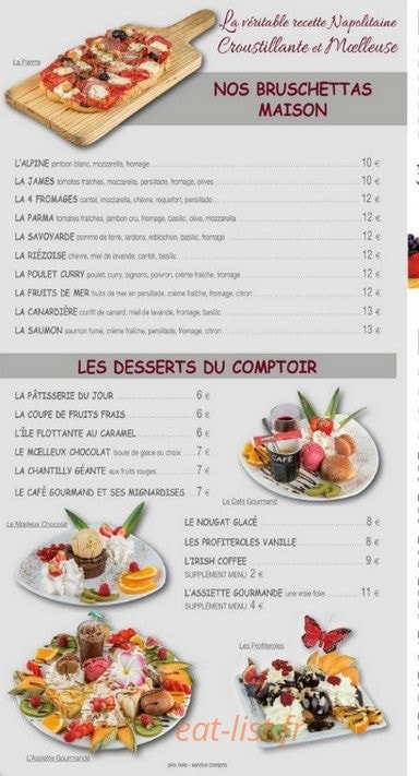 Le Comptoir — carte page 4
