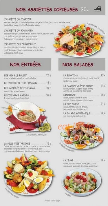 Le Comptoir — carte page 1