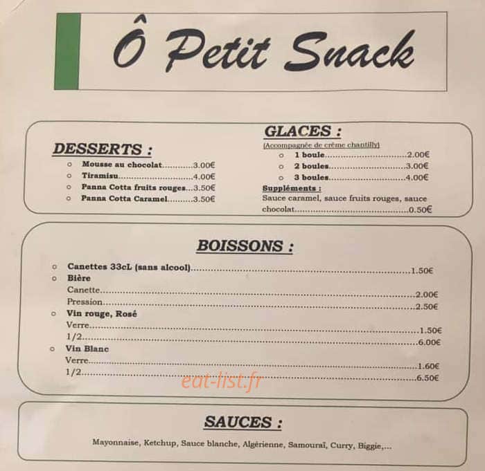 O Petit Snack — carte page 3