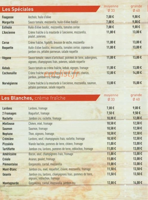 Maelle Pizzas — carte page 2
