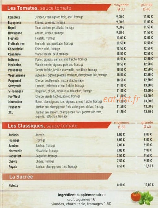 Maelle Pizzas — carte page 3