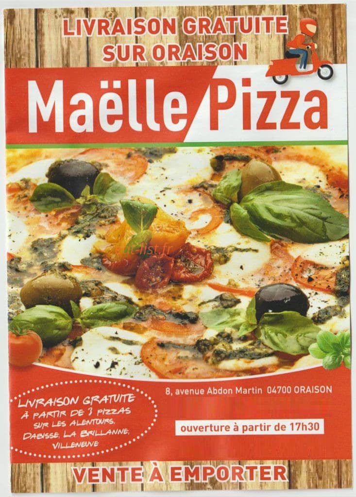 Maelle Pizzas — carte page 1