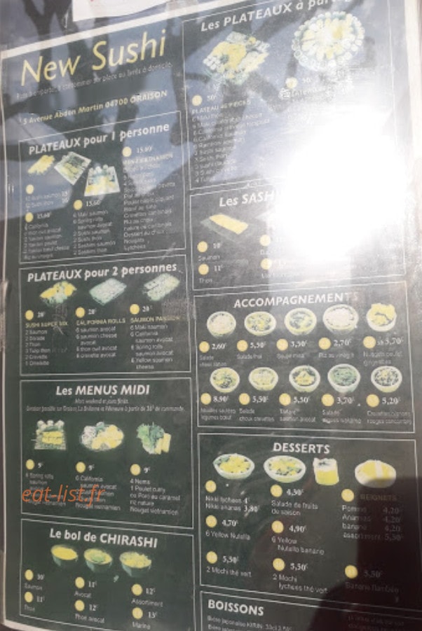 New Sushi — carte page 1
